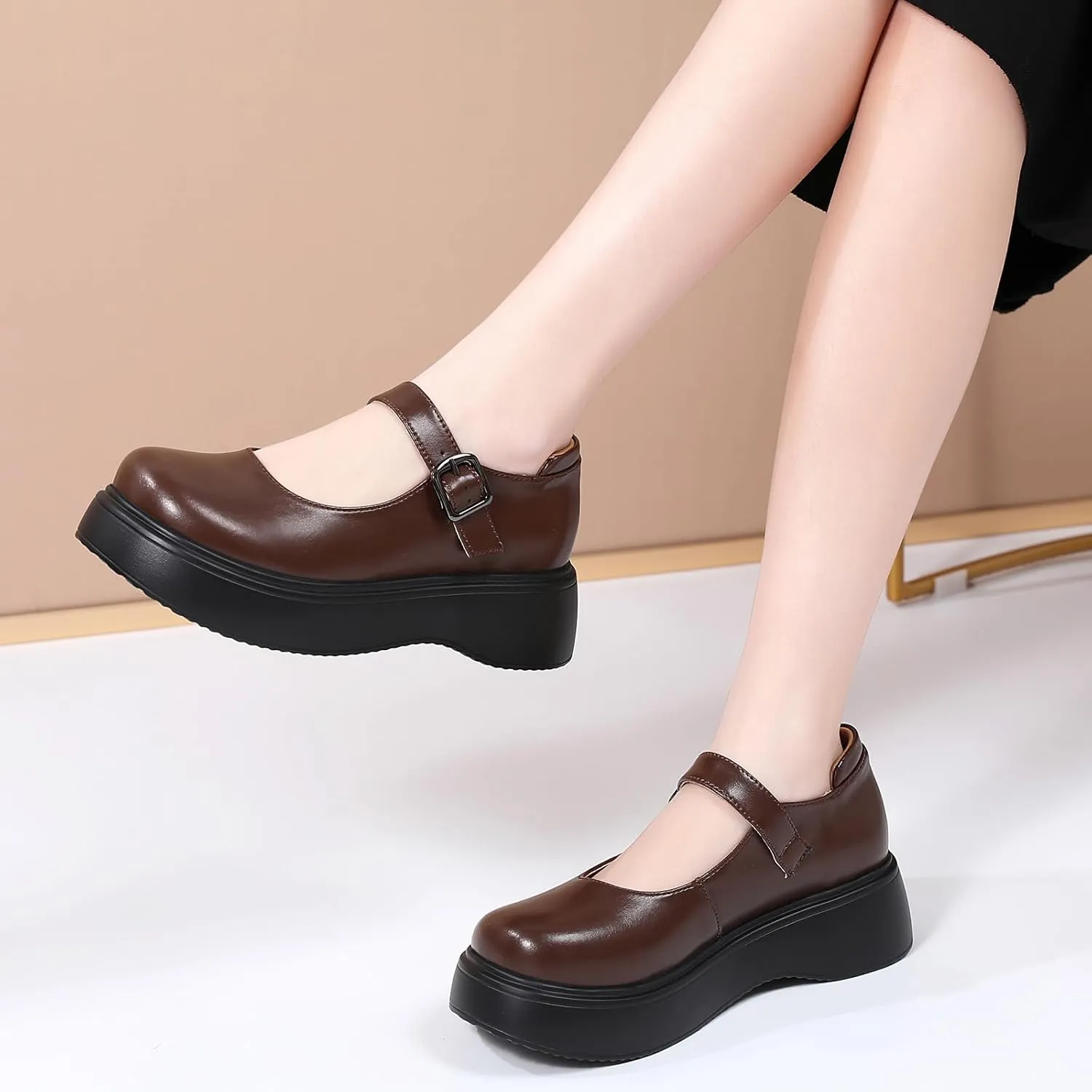 Mary Jane Shoes Women Chunky Mary Janes for Women Ladies Platform Flats Comfortable Low Heels Dressy Pumps Casual Work Shoes
