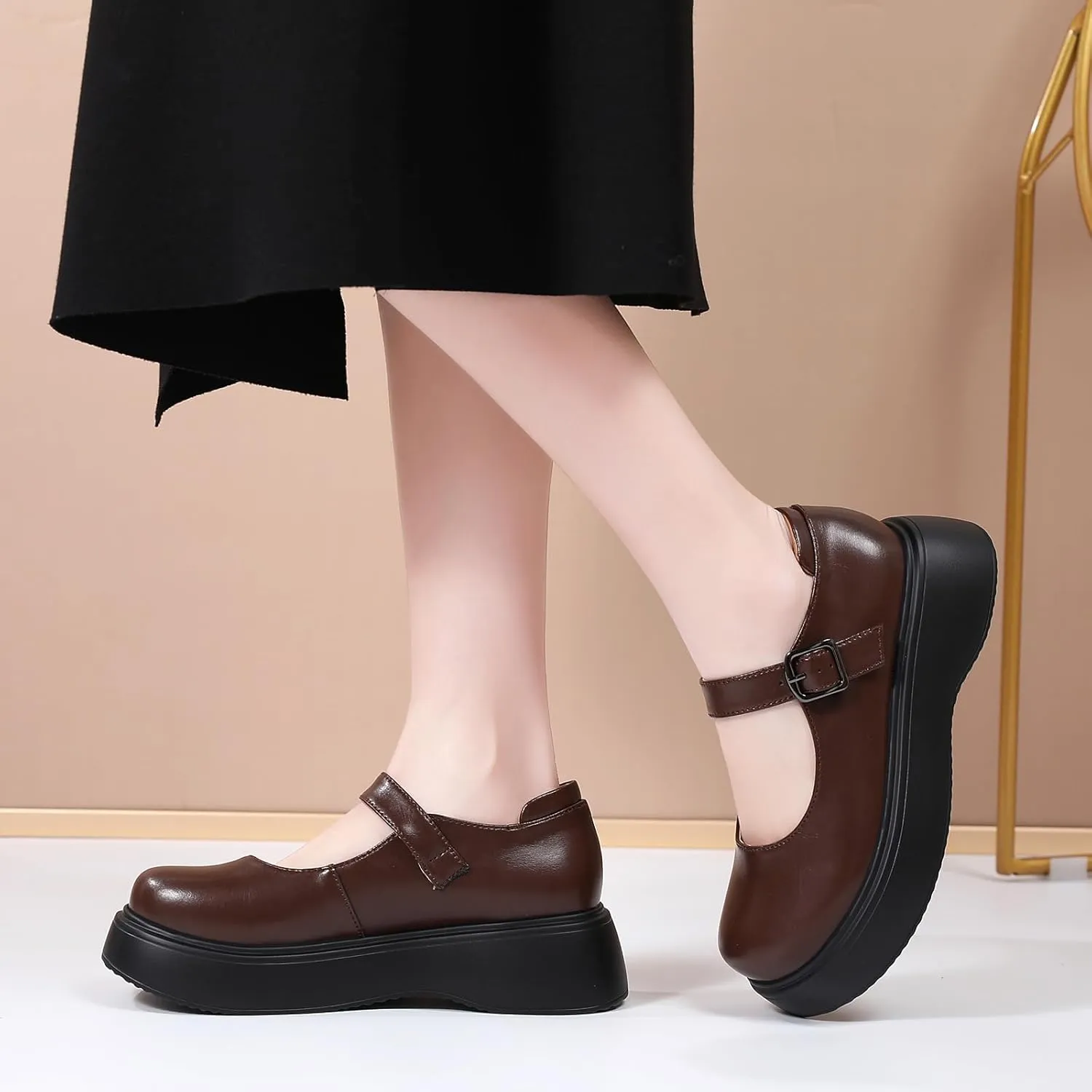 Mary Jane Shoes Women Chunky Mary Janes for Women Ladies Platform Flats Comfortable Low Heels Dressy Pumps Casual Work Shoes