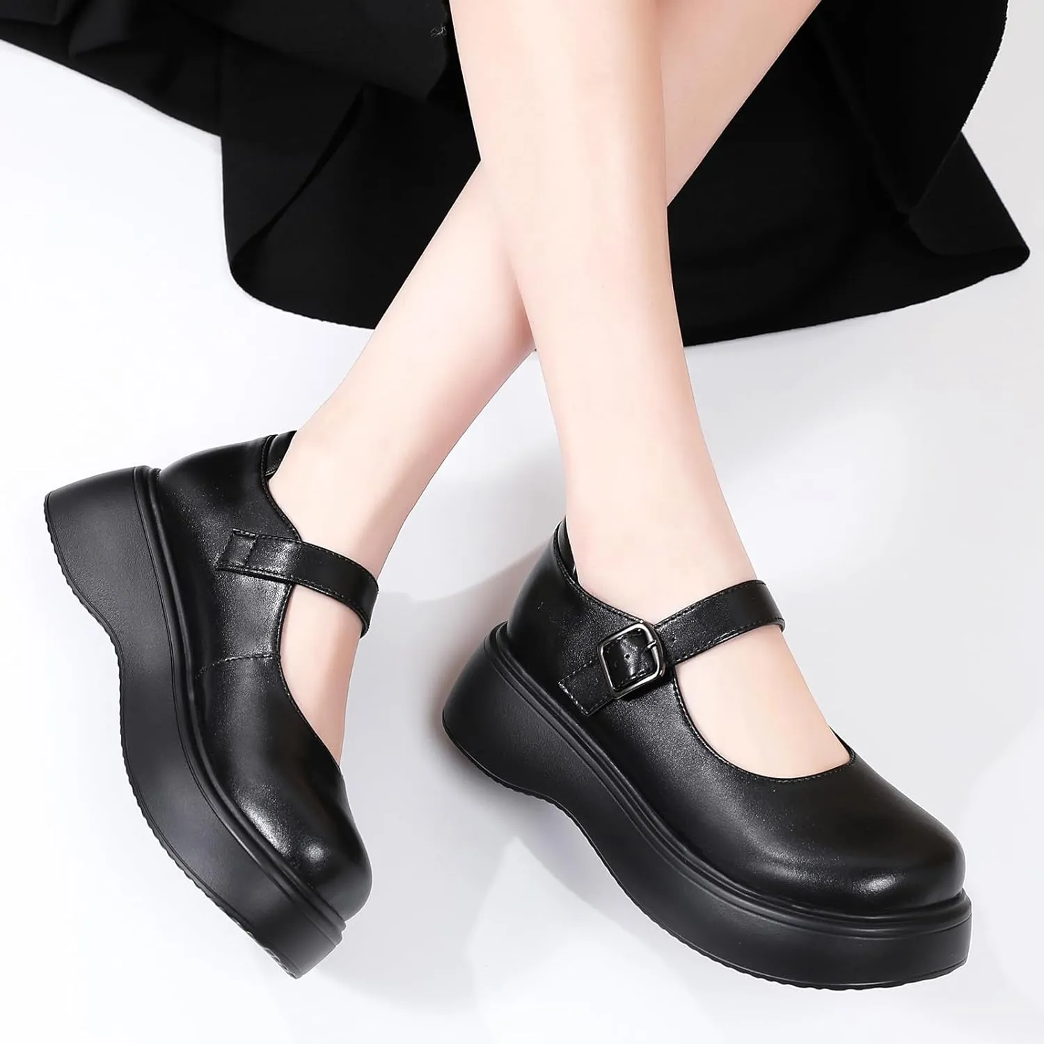 Mary Jane Shoes Women Chunky Mary Janes for Women Ladies Platform Flats Comfortable Low Heels Dressy Pumps Casual Work Shoes