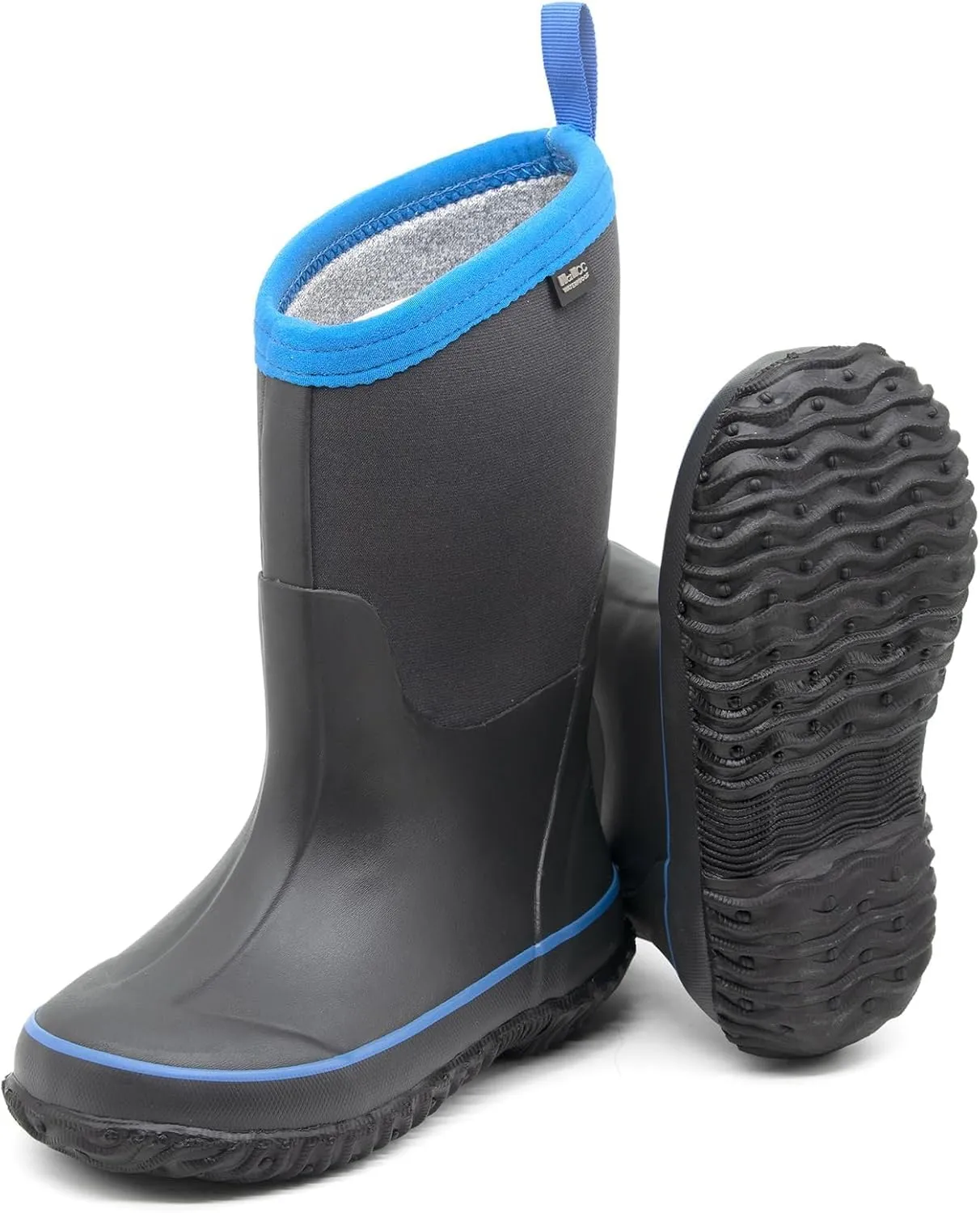 MCIKCC Kids Rain Boots - Waterproof Neoprene Snow Boots for Boys Toddlers, Non-Slip Winter Mud Boots with Warm Lining (Multiple Sizes)