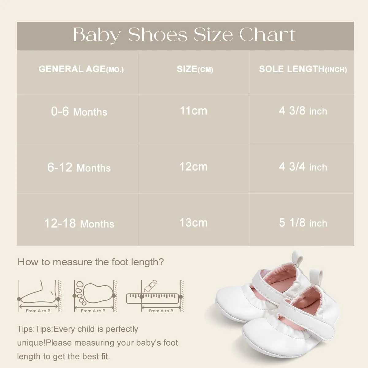 Meckior Infant Baby Girls Boys Handmade Princess Flats Toddler First Walkers Soft PU Leather Non-Slip Crib Wedding Dress Shoes