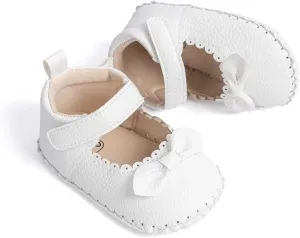 Meckior Infant Baby Girls Boys Handmade Princess Flats Toddler First Walkers Soft PU Leather Non-Slip Crib Wedding Dress Shoes