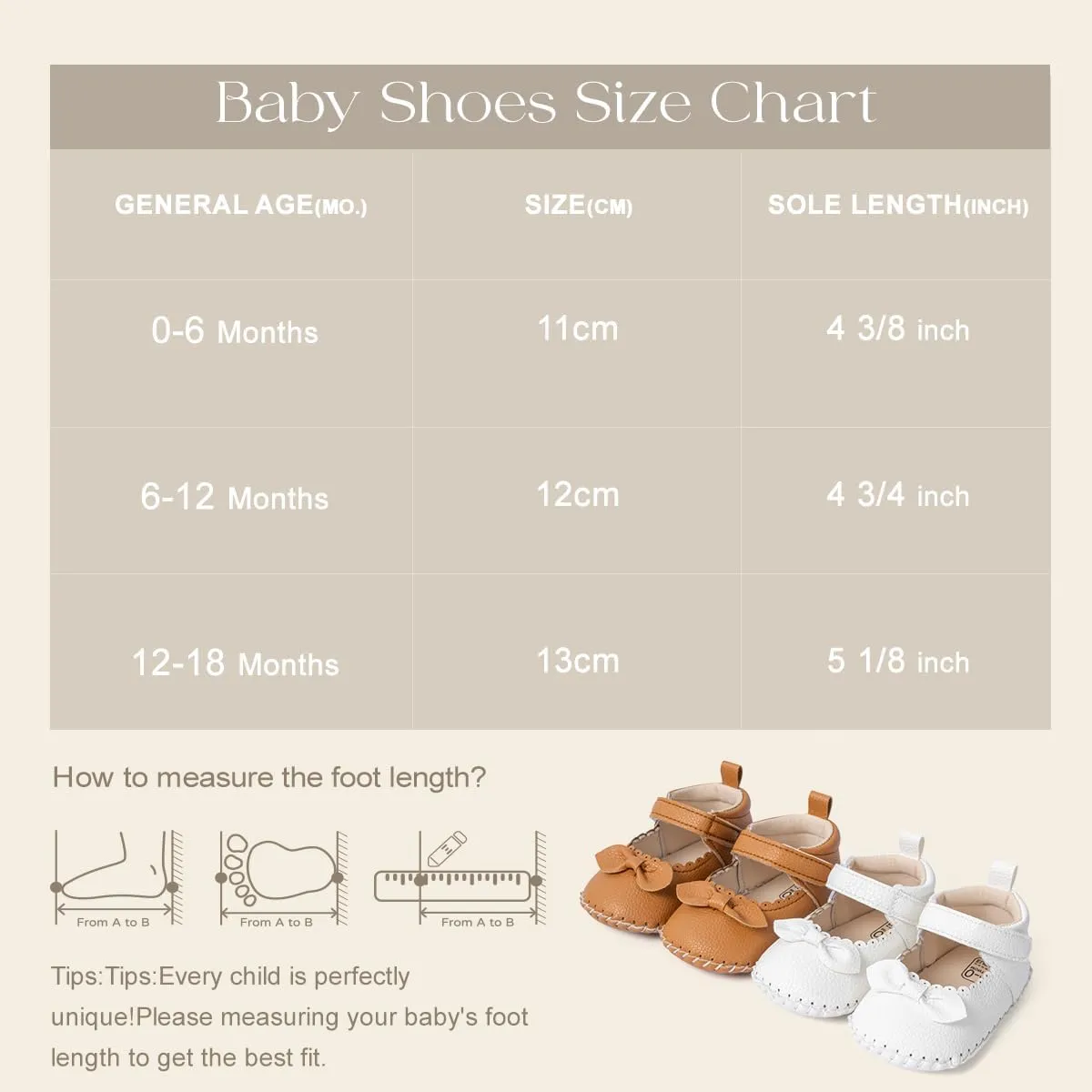 Meckior Infant Baby Girls Boys Handmade Princess Flats Toddler First Walkers Soft PU Leather Non-Slip Crib Wedding Dress Shoes