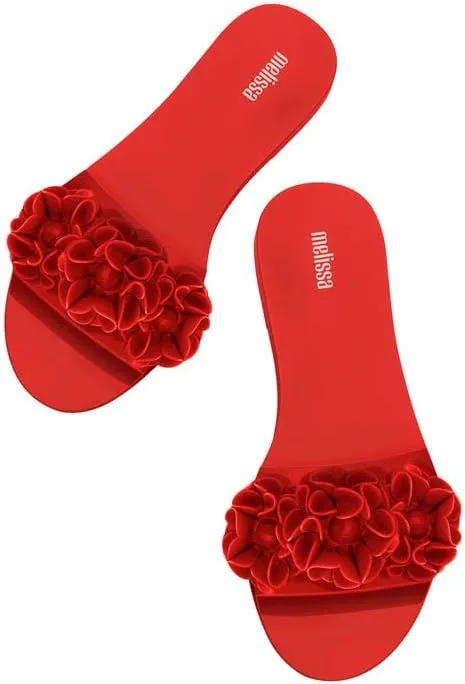 Melissa Babe Springtime Slides for Women - Feminine & Trendy Jelly Slides with Flower Applique, Dressy Summer Sandals for Women, Adult Jellies, Women's Jelly Shoes, Slip On Sandals