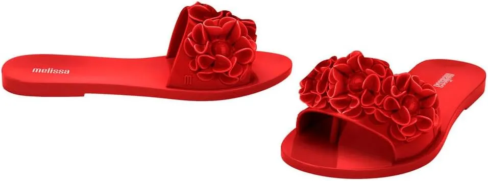 Melissa Babe Springtime Slides for Women - Feminine & Trendy Jelly Slides with Flower Applique, Dressy Summer Sandals for Women, Adult Jellies, Women's Jelly Shoes, Slip On Sandals