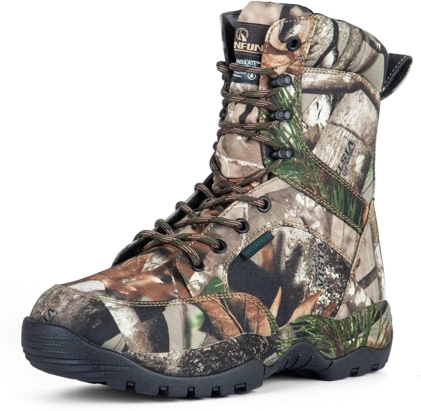 Men's 8" Waterproof Hunting Boots Lightweight Insulated Camo Outdoor Boot, 400g Thinsulate