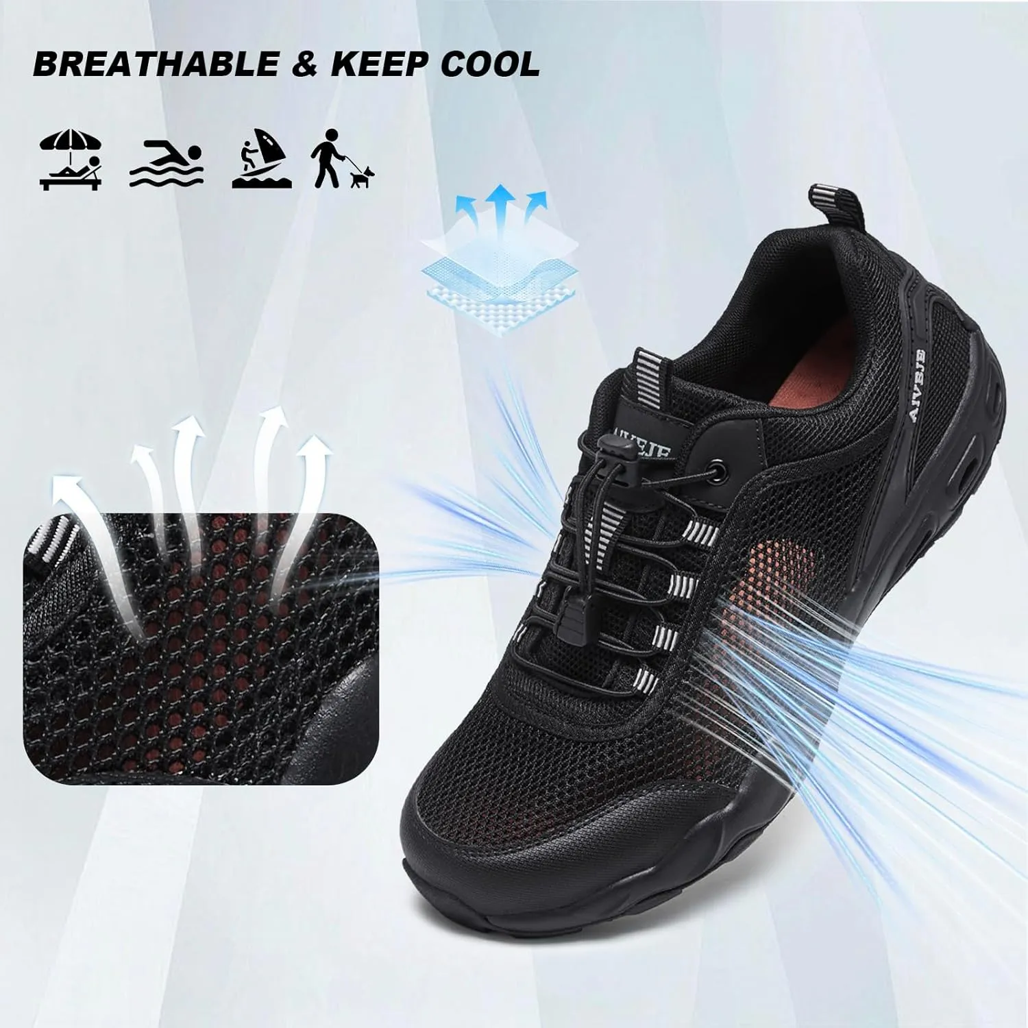 Men’s Amphibious Water Shoes - Summer Hiking Athletic Water Sandals Closed Toe Aqua Sneakers