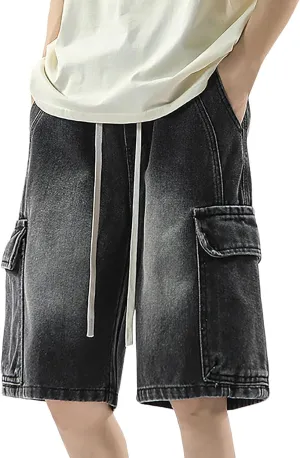 Mens Baggy Denim Jorts Y2K Vintage Loose Hip Hop Jean Shorts Wide Leg Long Jeans Trendy Outfits