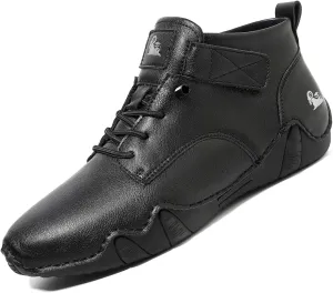 Men's Casual Italian Handmade High Top High Boots Slip-ons Suede Leather Driving Chukka Booties Outdoor Non-Slip Breathable Dress Shoes