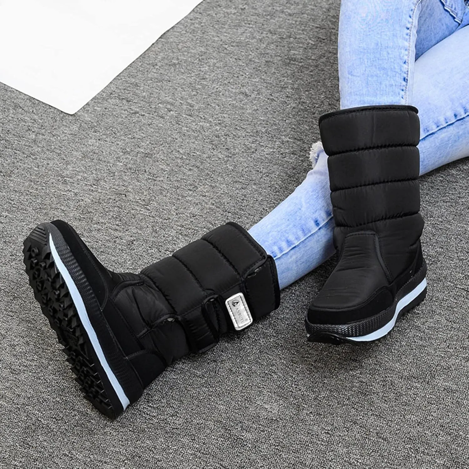 Mens Couple Boots Winter Warm and Cold Splash Proof Water Hook Loop Plush Thickened Snow Boots Mens Size 16 Snow Boots