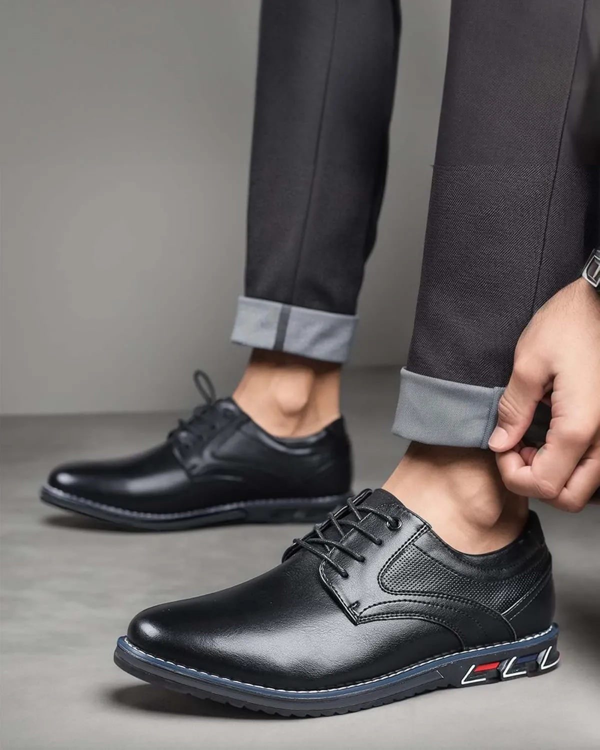 Men’s Dress Shoes No-Stripe Casual Business Oxford Derby Orthopedic Leather Shoes Comfortable Walking Shoes Office Loafers Work Flats