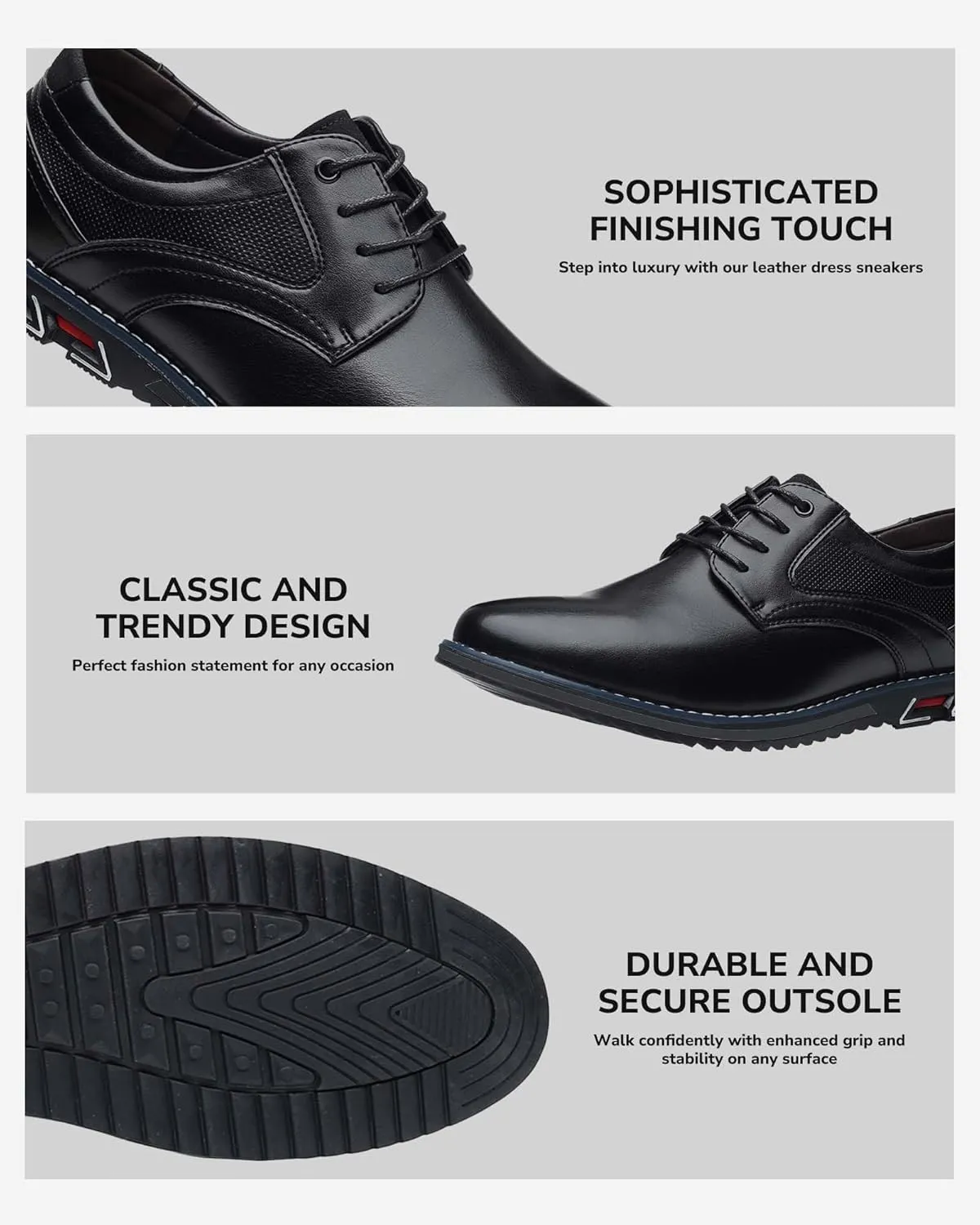 Men’s Dress Shoes No-Stripe Casual Business Oxford Derby Orthopedic Leather Shoes Comfortable Walking Shoes Office Loafers Work Flats