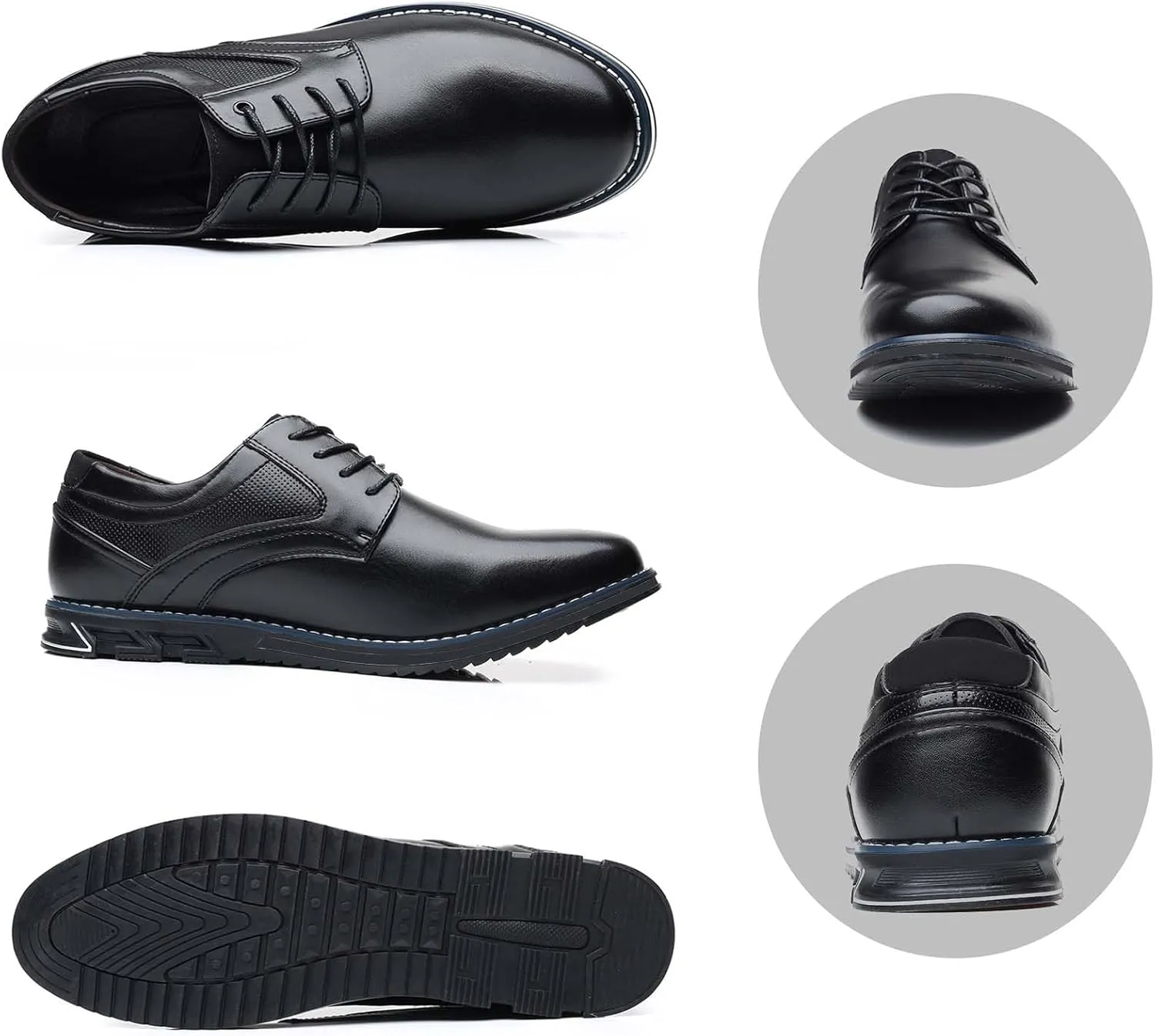 Men’s Dress Shoes No-Stripe Casual Business Oxford Derby Orthopedic Leather Shoes Comfortable Walking Shoes Office Loafers Work Flats