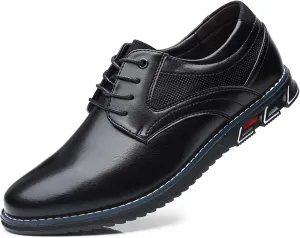 Men’s Dress Shoes No-Stripe Casual Business Oxford Derby Orthopedic Leather Shoes Comfortable Walking Shoes Office Loafers Work Flats