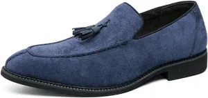 Mens Dress Shoes Tassels Suede Formal Loafers for Men Vintage Slip-on Loafer Casual Shoes for Prom Dating Business Work