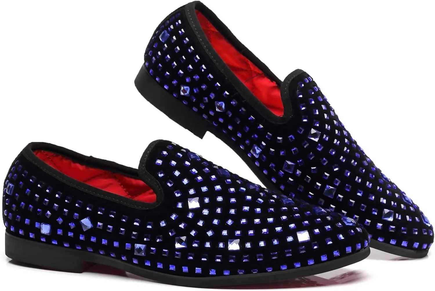 Men's Glitter Loafers Slip on Leather Wedding Party Dress Penny Smoking Sparkly Shoes