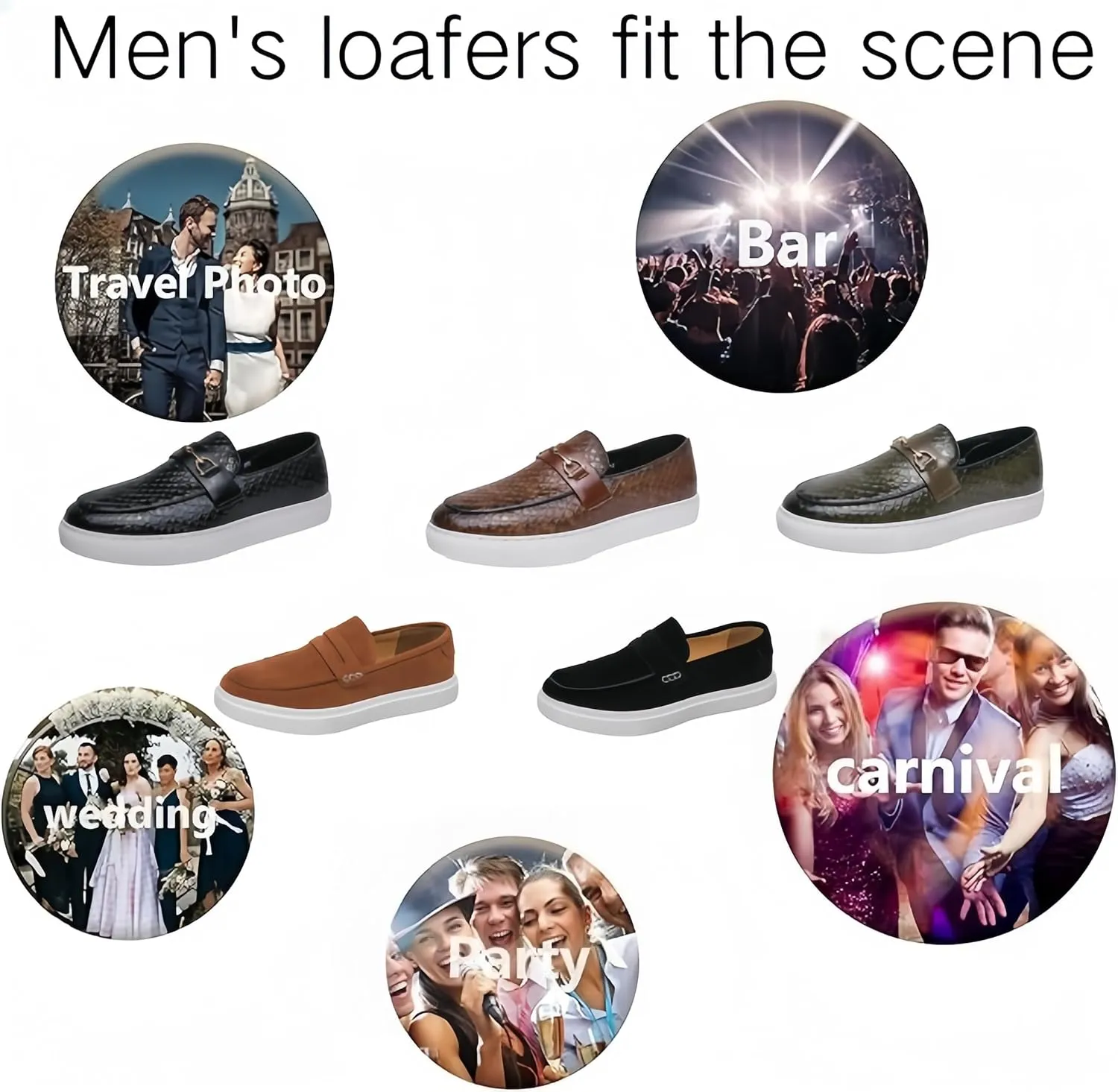 Men's Loafers Slip On Casual Dress Shoes,Leather Rubber Sole Slip On Lightweight Comfortable Walking Penny Loafers