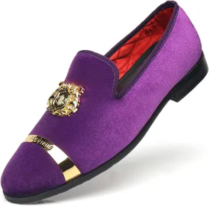 Men's Loafers Velvet Gold Buckle Fashion Handmade Party Wedding Prom Shoes