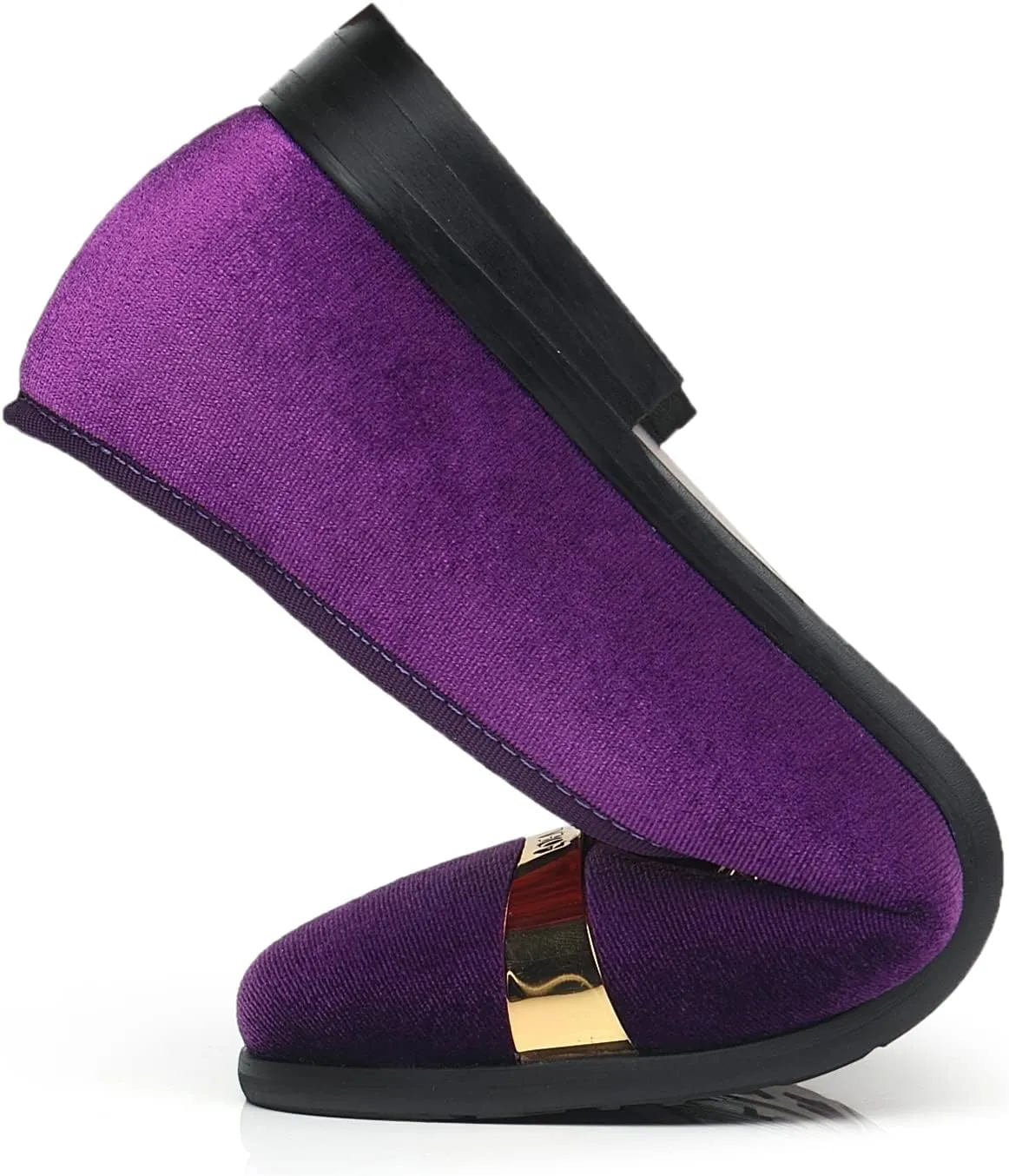 Men's Loafers Velvet Gold Buckle Fashion Handmade Party Wedding Prom Shoes