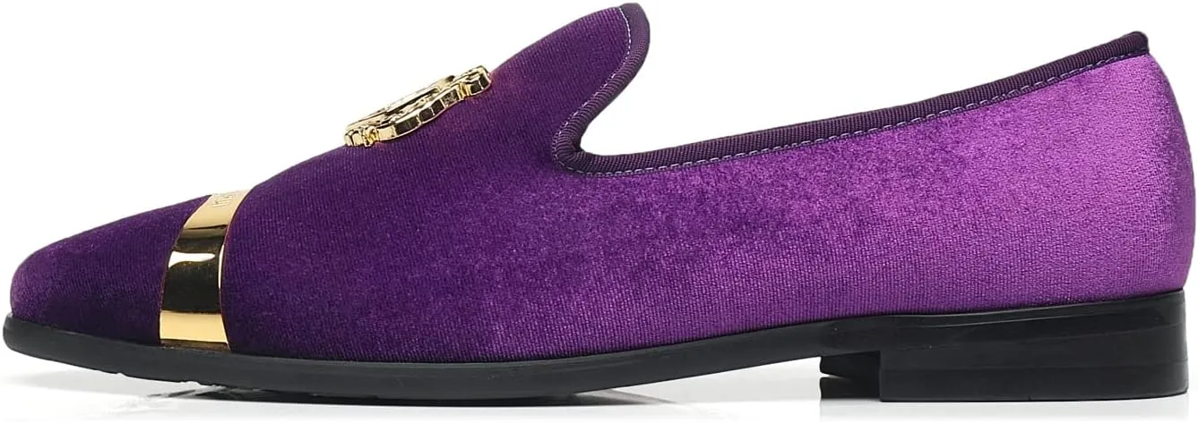 Men's Loafers Velvet Gold Buckle Fashion Handmade Party Wedding Prom Shoes