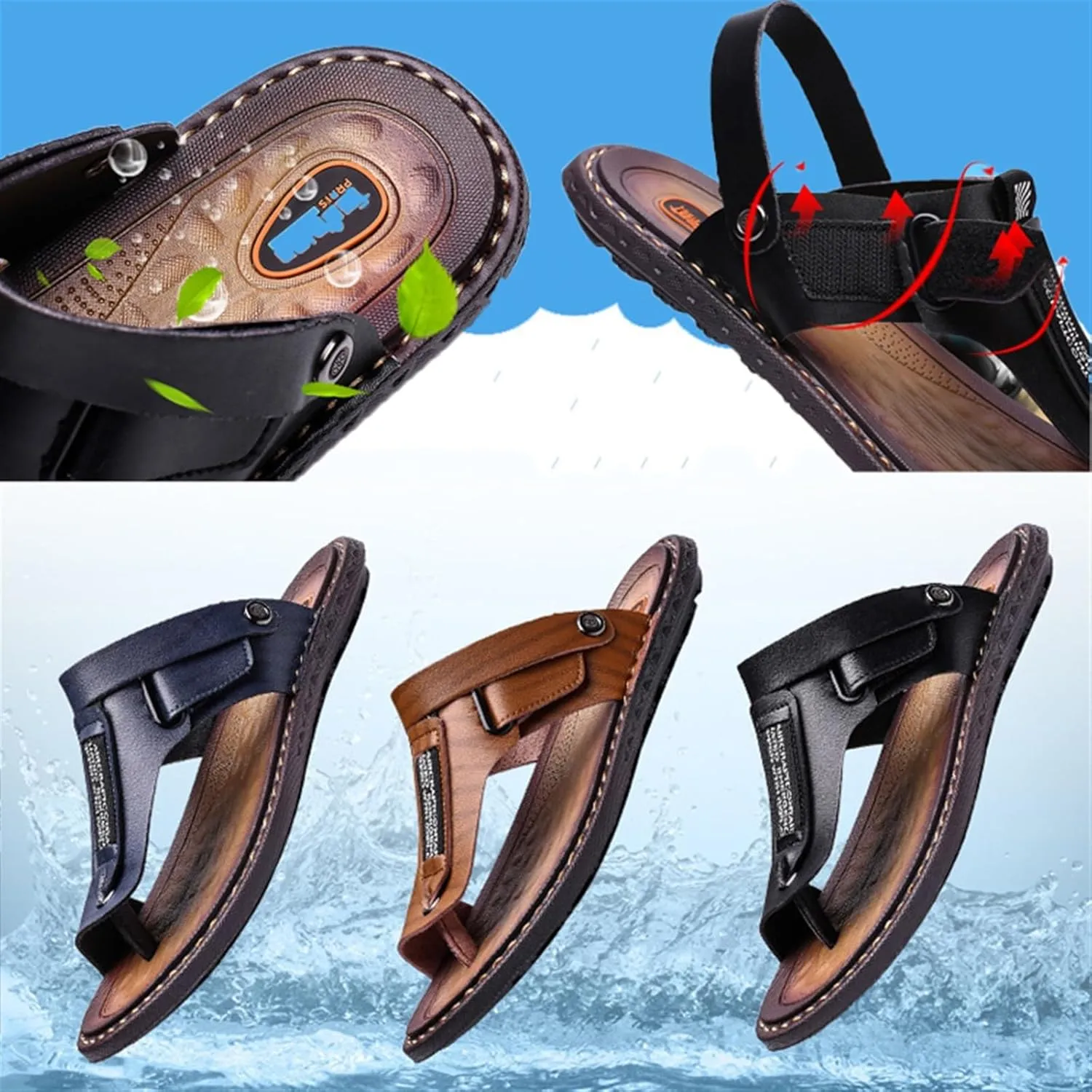 Mens Sandals Slippers, Men Summer Casual Slip-On Breathable Orthopedic Bunion Correction Sandals, Unique for Men, Beach Ring Toe Walking Orthopedic Flip Flops
