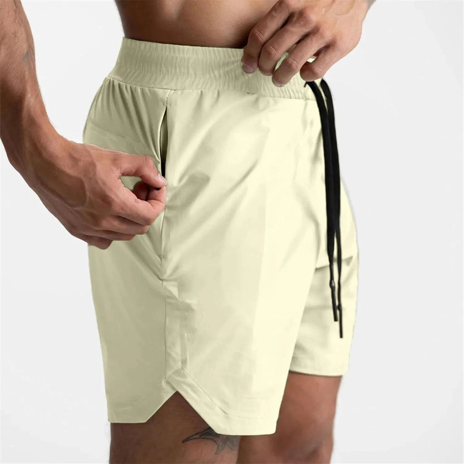 Men's Shorts Single-Layer Woven Quick Dry Solid Color Running Fitness Sports Casual Fifth Pants