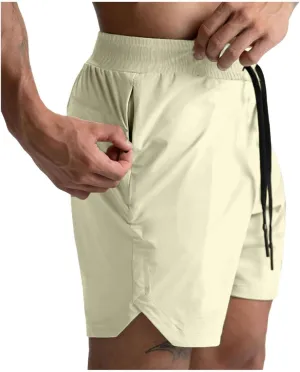 Men's Shorts Single-Layer Woven Quick Dry Solid Color Running Fitness Sports Casual Fifth Pants