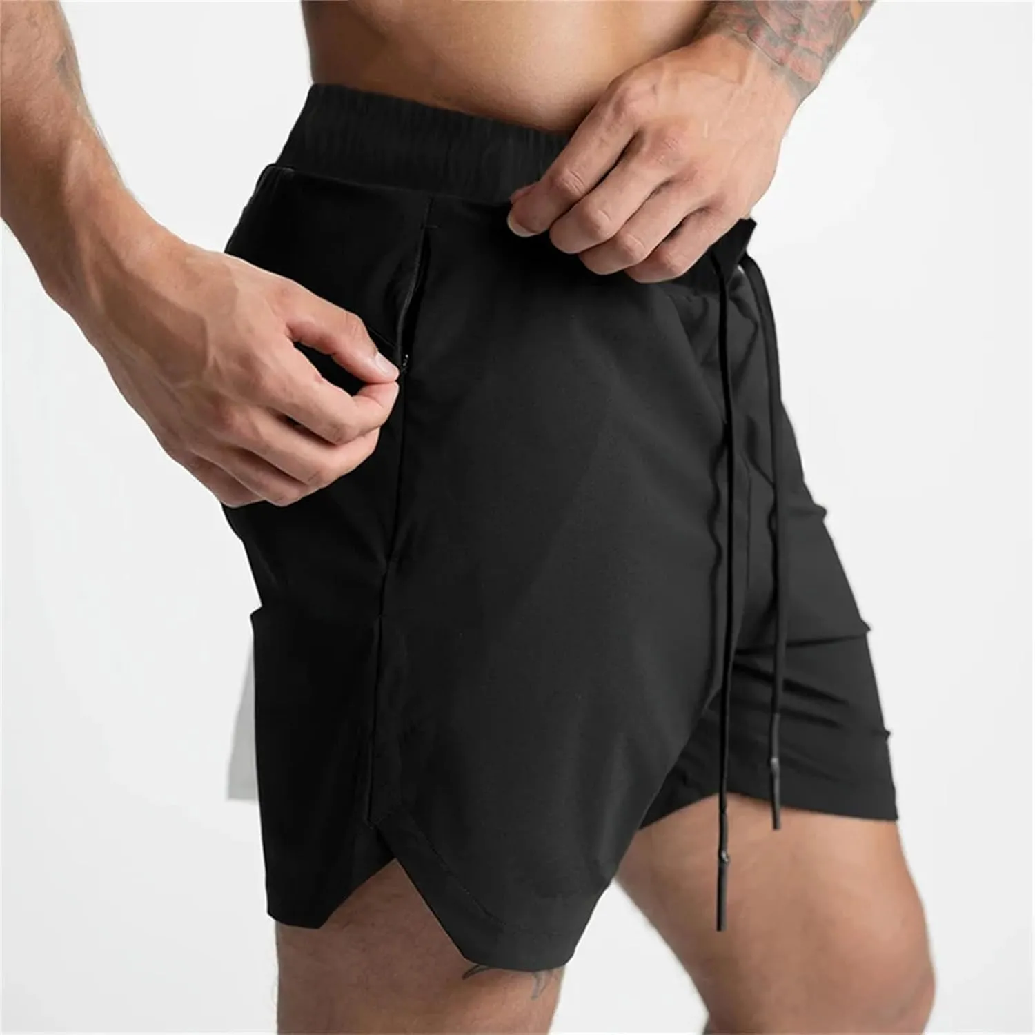 Men's Shorts Single-Layer Woven Quick Dry Solid Color Running Fitness Sports Casual Fifth Pants