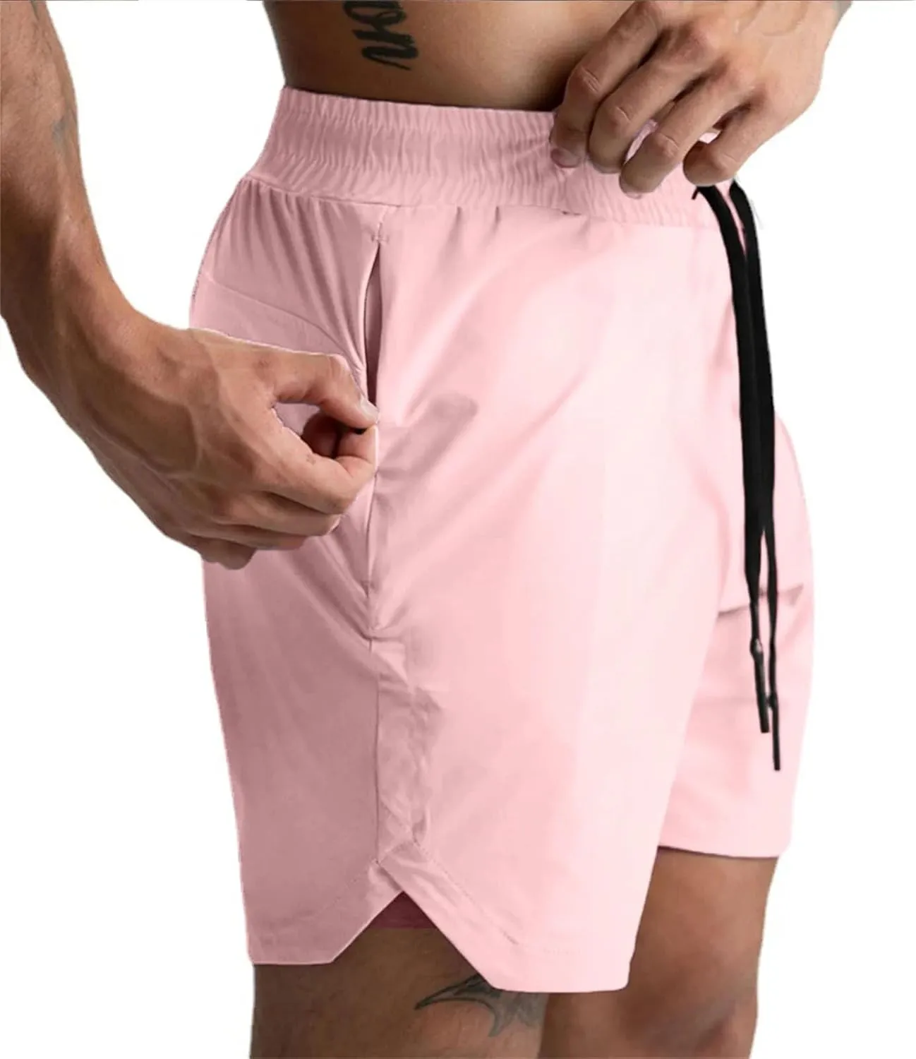 Men's Shorts Single-Layer Woven Quick Dry Solid Color Running Fitness Sports Casual Fifth Pants