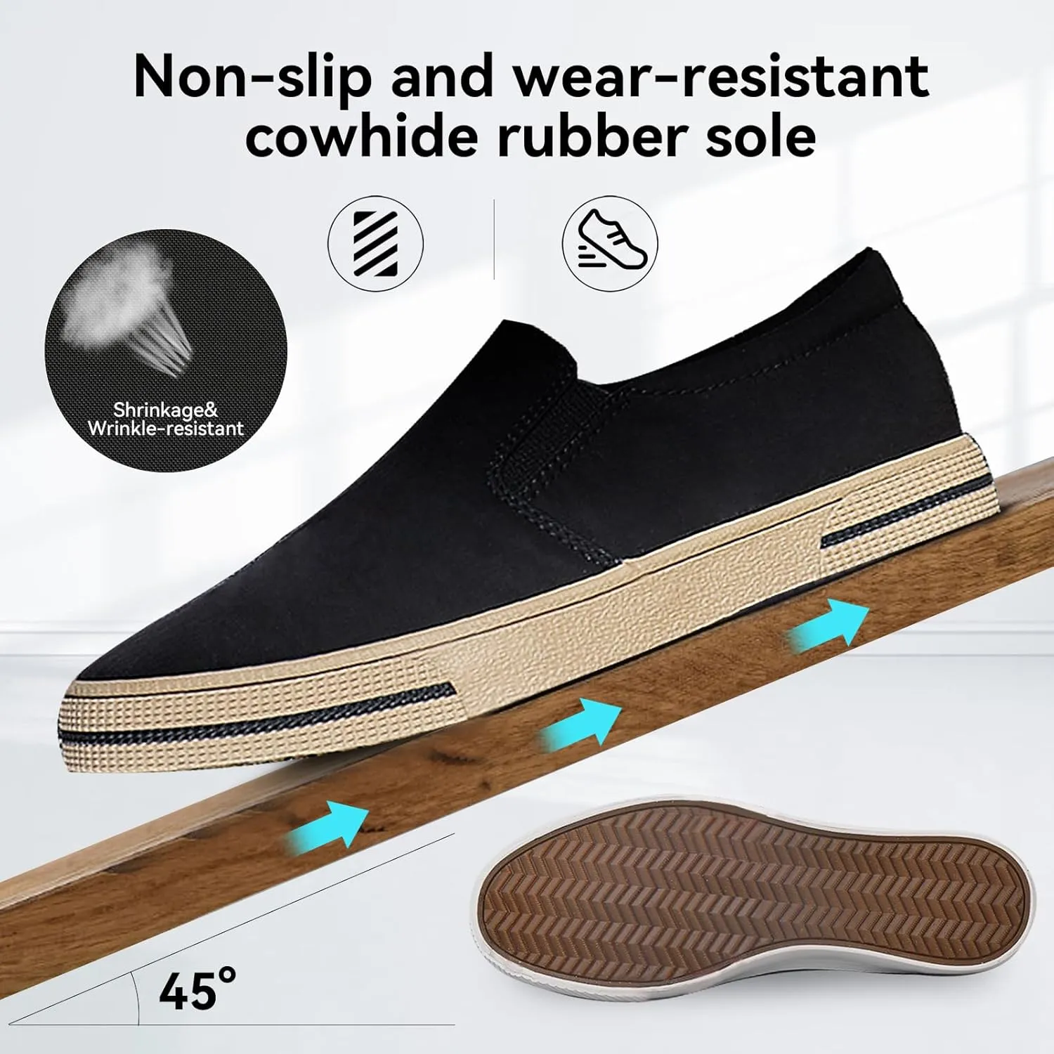 Mens Slip on Shoes Washed Fabric Black Fashion Sneakers Wide Walking Lightweight Causal Footwear Shoes Grey Breathable Loafers for Men