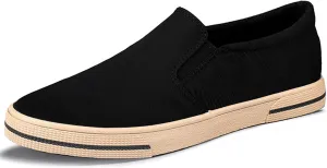 Mens Slip on Shoes Washed Fabric Black Fashion Sneakers Wide Walking Lightweight Causal Footwear Shoes Grey Breathable Loafers for Men