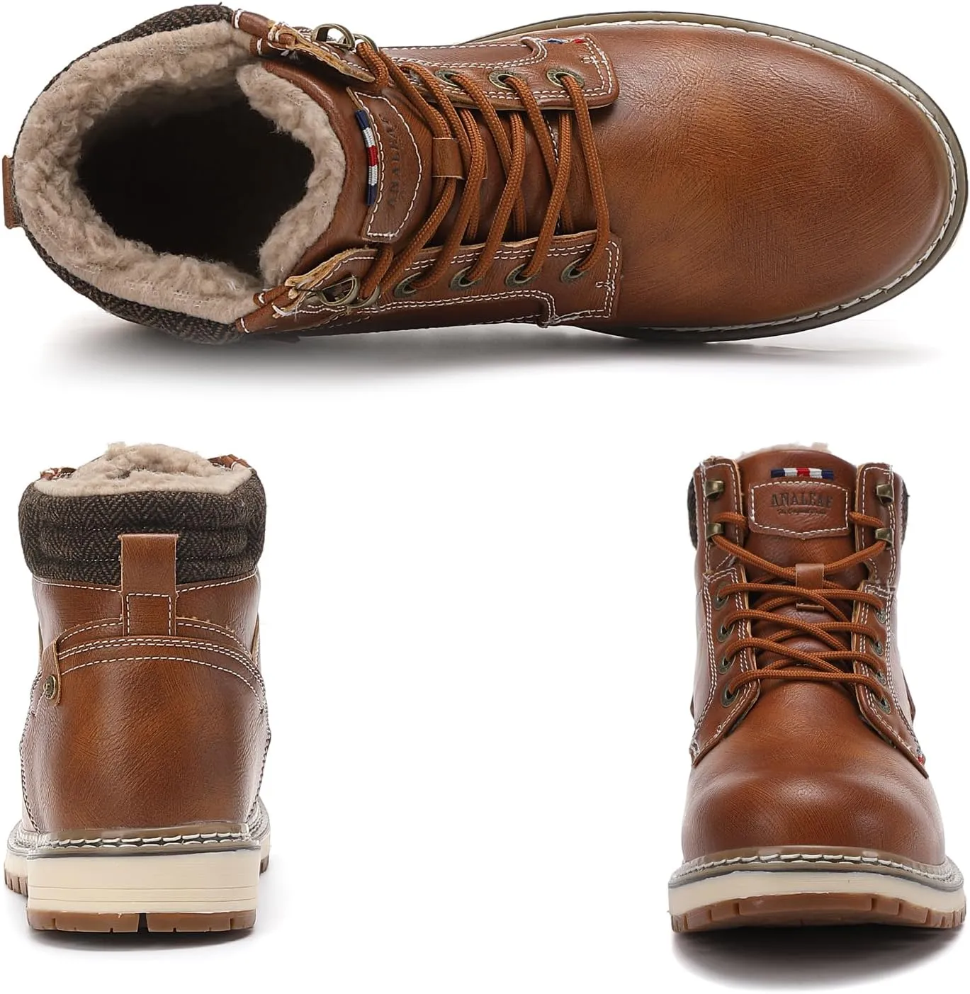 Mens Snow Boots Outdoor Warm Winter Boots Non Slip Fur Lined Shoes