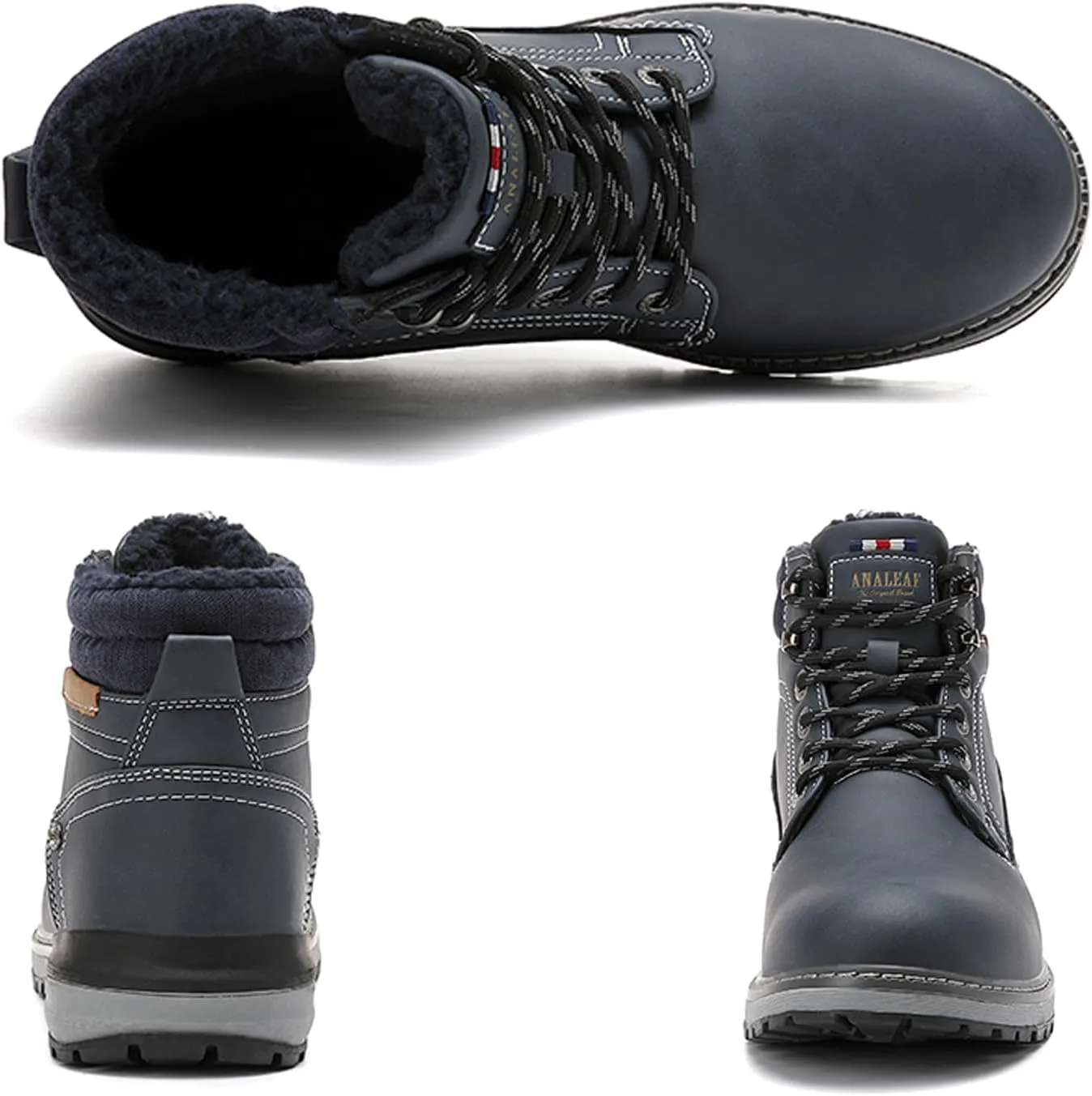 Mens Snow Boots Outdoor Warm Winter Boots Non Slip Fur Lined Shoes