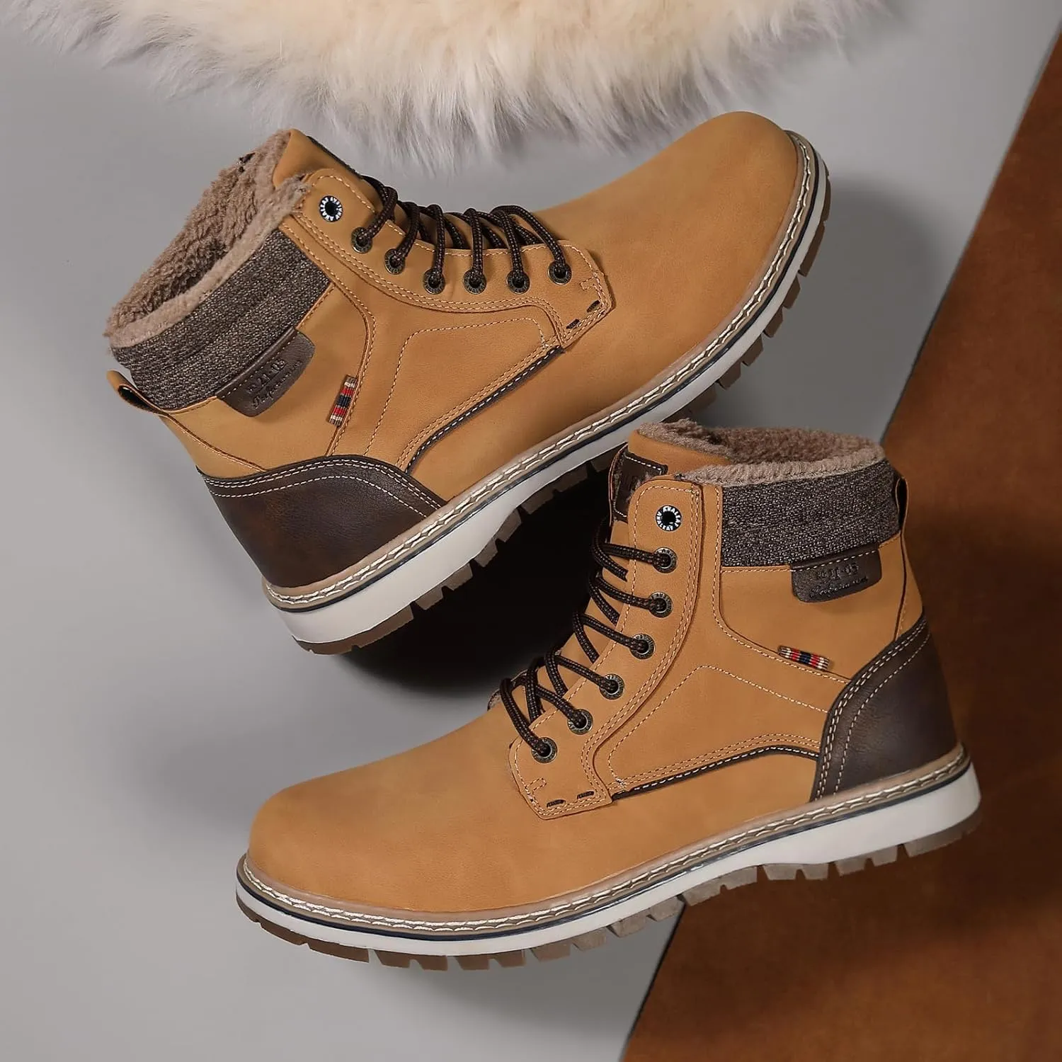 Mens Snow Boots Warm Winter Boots Non Slip Fur Lined Outdoor Shoes