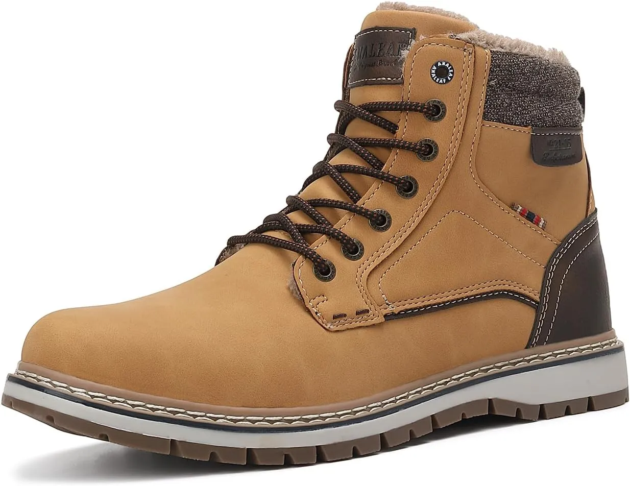 Mens Snow Boots Warm Winter Boots Non Slip Fur Lined Outdoor Shoes
