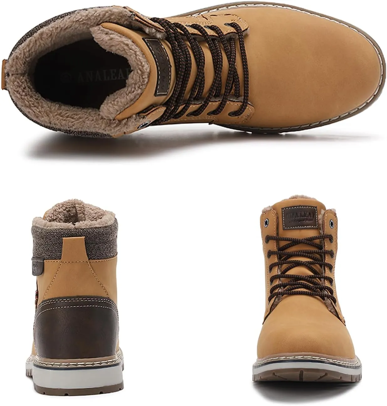 Mens Snow Boots Warm Winter Boots Non Slip Fur Lined Outdoor Shoes