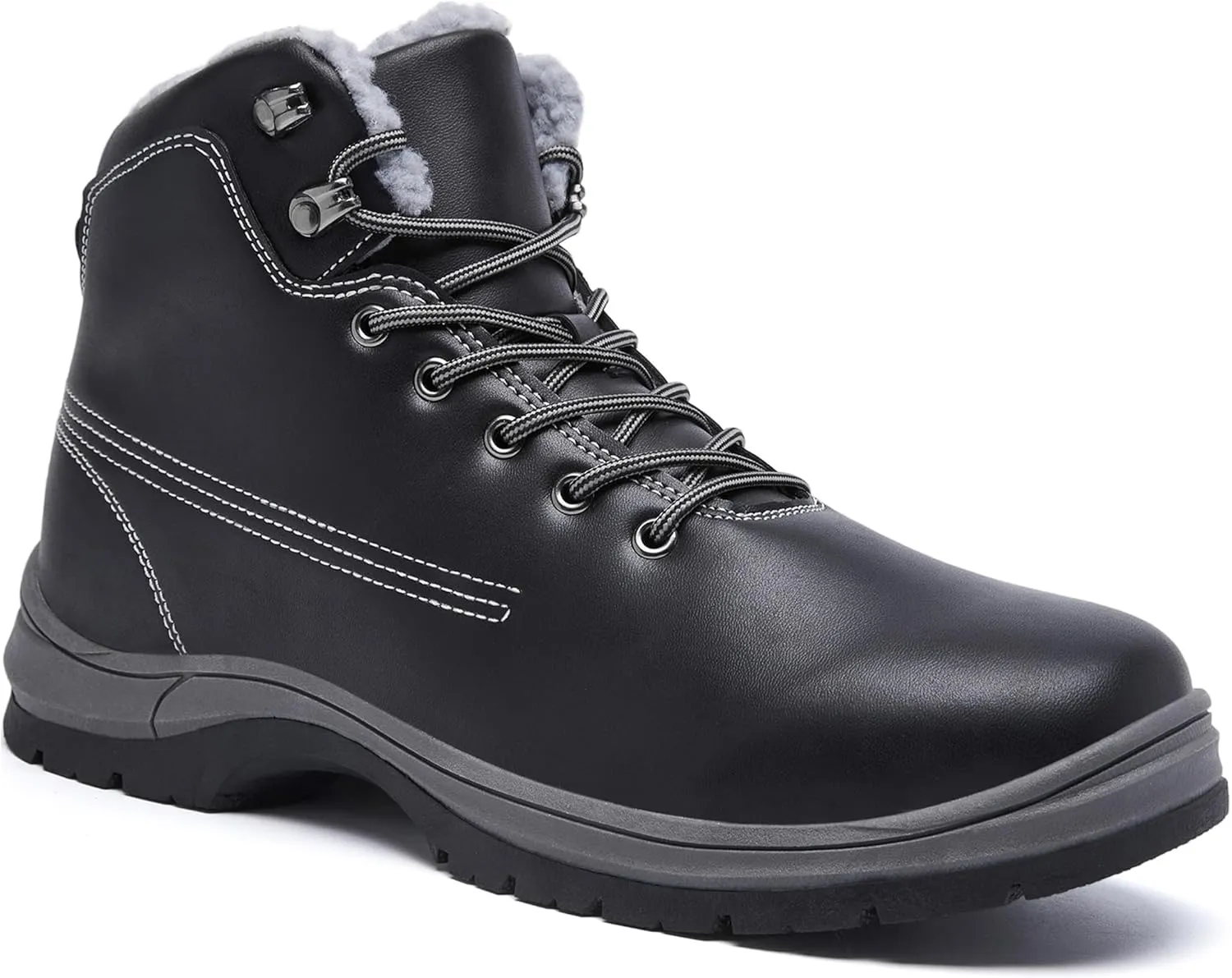 Mens Snow Boots Waterproof Winter Warm Fur Lined Shoes Non-Slip Insulated Outdoor Hiking Boot