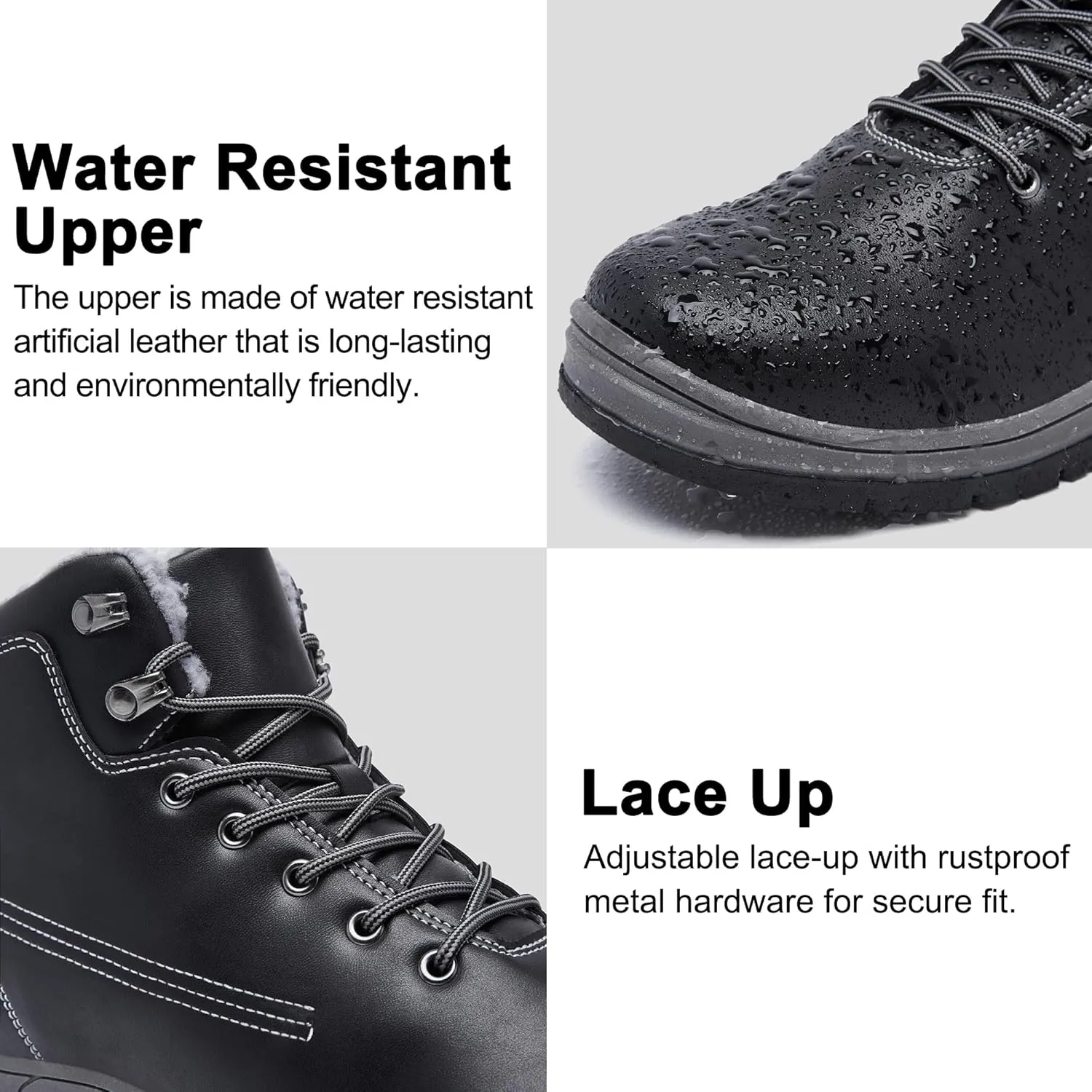 Mens Snow Boots Waterproof Winter Warm Fur Lined Shoes Non-Slip Insulated Outdoor Hiking Boot