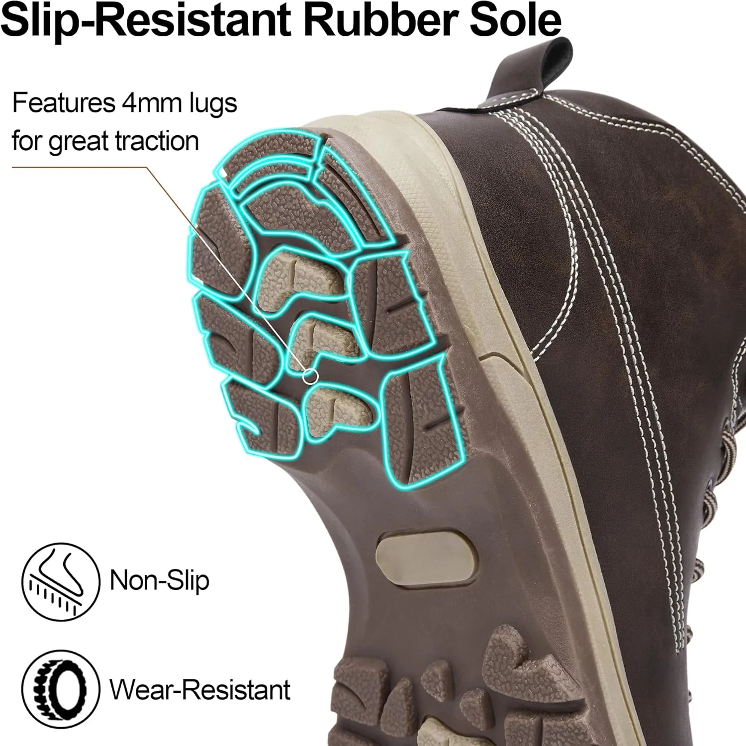 Mens Snow Boots Waterproof Winter Warm Fur Lined Shoes Non-Slip Insulated Outdoor Hiking Boot