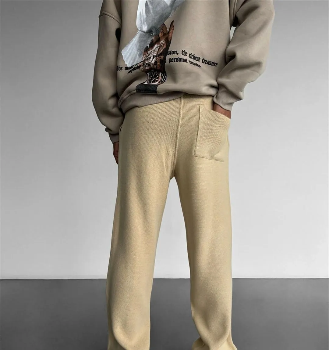 Men's Straight Leg Pants with Drawstring Waist Quick Dry Casual Gym Outdoor Trousers