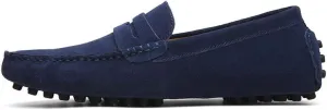 Men's Suede Leather Penny Loafers, Casual Driving Moccasins, Slip-On Boat Shoes,Big Sizes