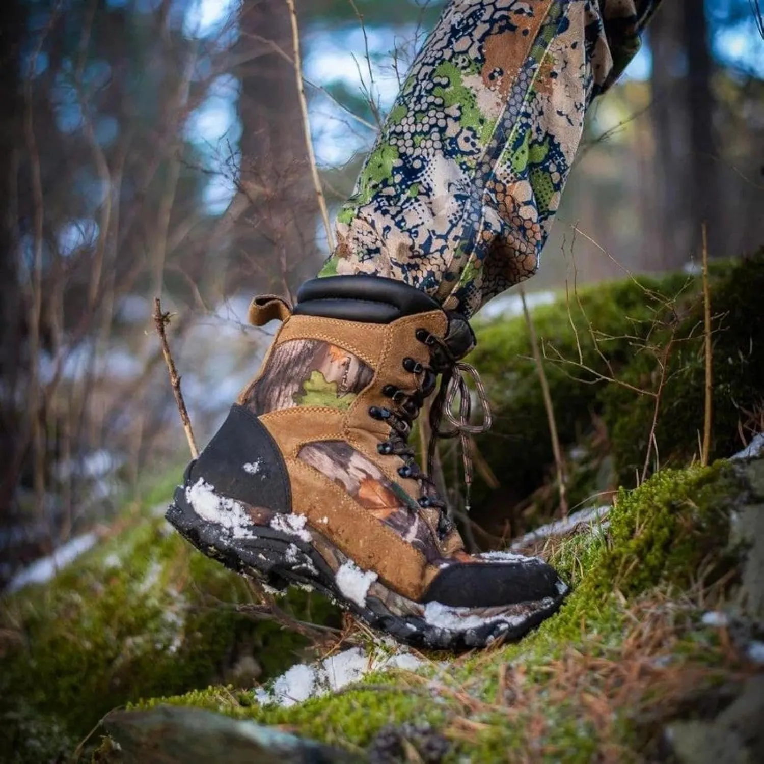 Men's Waterproof Hunting Boots 9 Inch Camo Insulated Work Boot, 400g Thinsulate