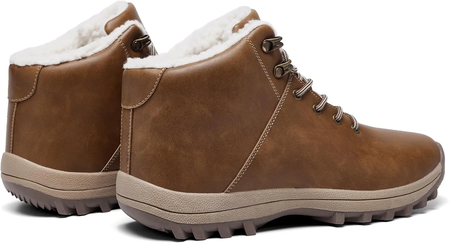 Mens Winter Warm Snow Boots Fur Lined Water Resistant Non-Slip Insulated Waterprof Winter Hiking Wrok Shoes