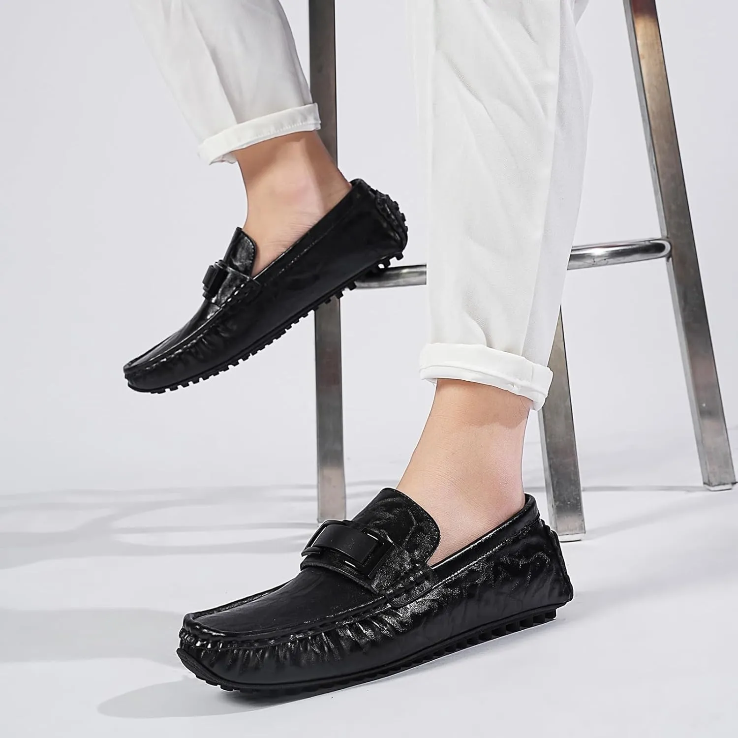 Mens's Loafers Genuine Leather Penny Loafers Slip on Casual Shoes Non Slip Lightweight Office Shoes