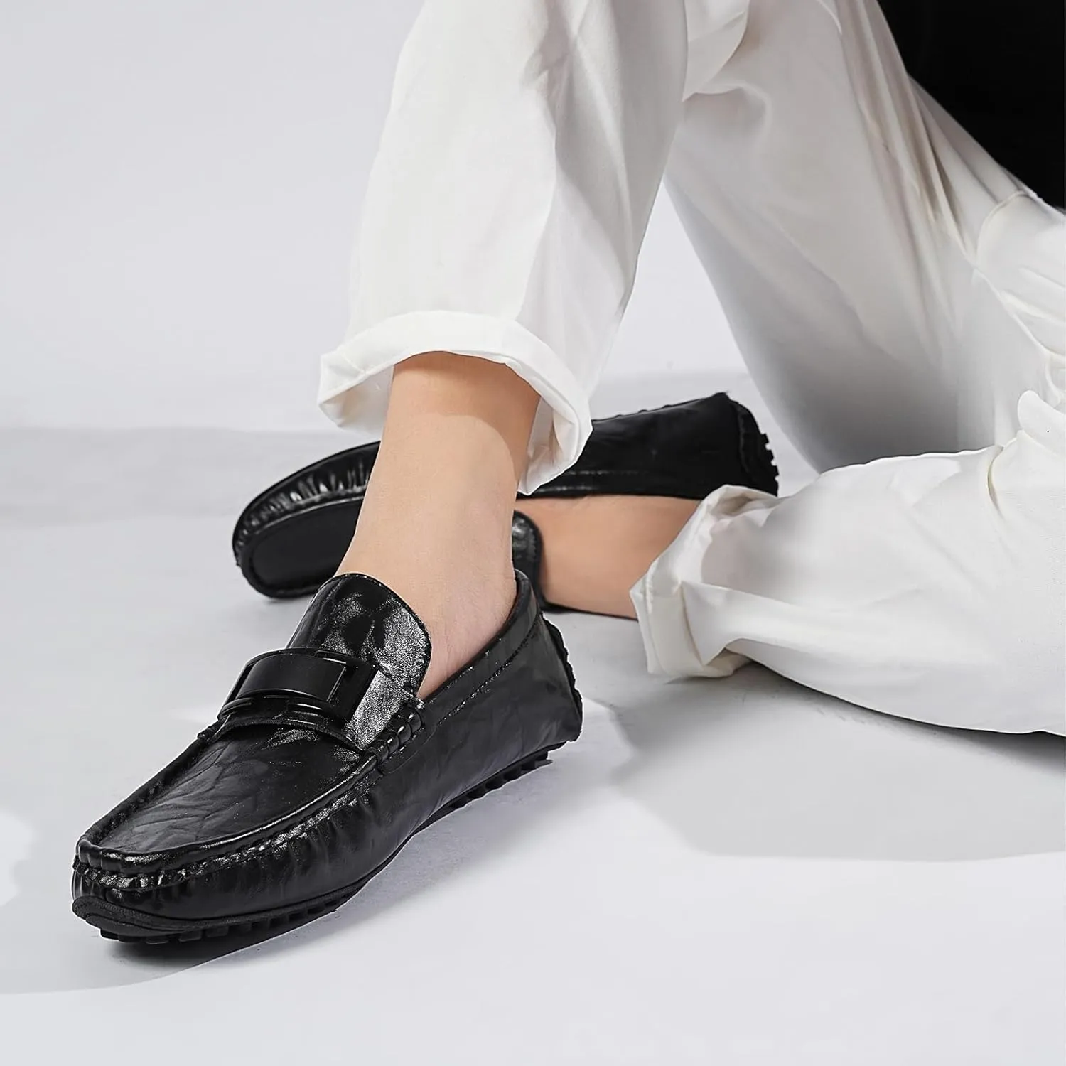 Mens's Loafers Genuine Leather Penny Loafers Slip on Casual Shoes Non Slip Lightweight Office Shoes