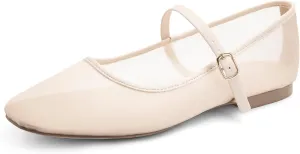 Mesh Ballet Flats Square Toe Mary Jane Flats Buckle Women Comfy Causal Dress Shoes