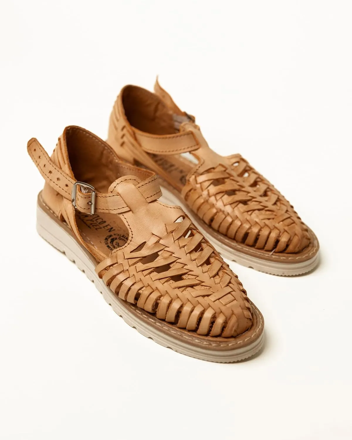 Mexico en la Piel Handmade Leather Sandals for Women - Beige, Breathable Leather with Rubber Sole, Adjustable Ankle Buckle, Comfortable Fit, Sizes 5-10 US