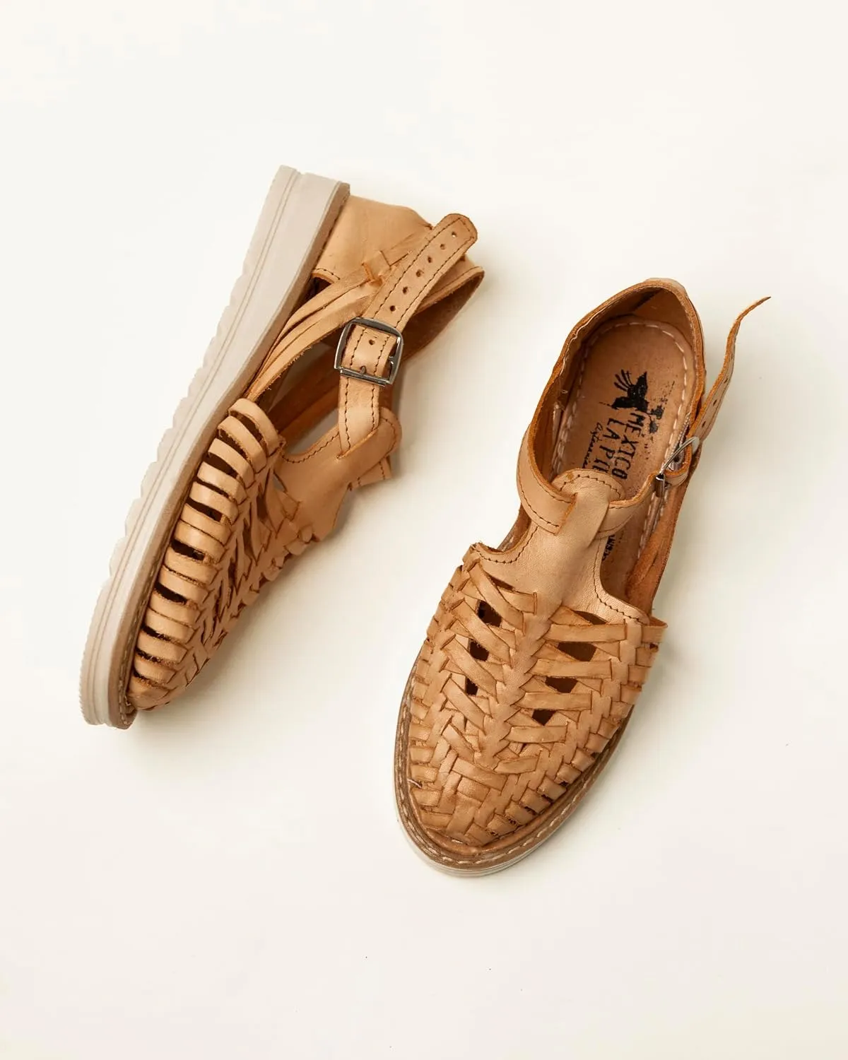 Mexico en la Piel Handmade Leather Sandals for Women - Beige, Breathable Leather with Rubber Sole, Adjustable Ankle Buckle, Comfortable Fit, Sizes 5-10 US