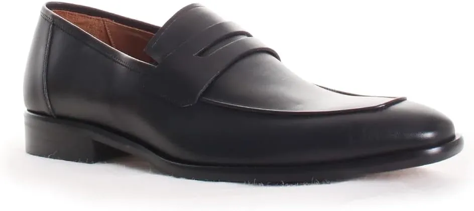 Mezlan Calfskin Penny Loafers Black