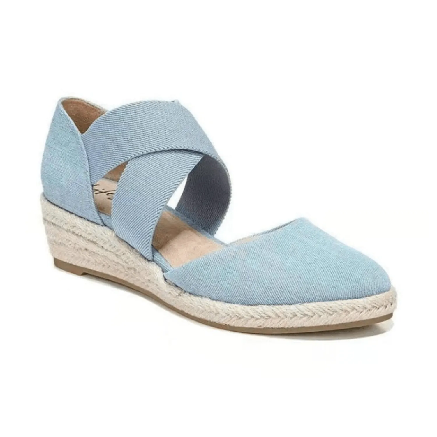 Mila | Espadrilles with cross strap & rope wedge heel